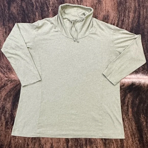 Size Medium Pure Jill cowl-neck seamed tunic pale green with drawstring - Picture 1 of 8